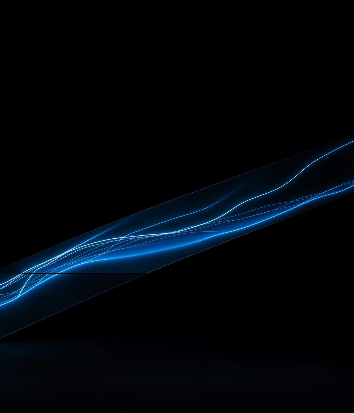Abstract dark visual with electric blue light streaks representing digital growth